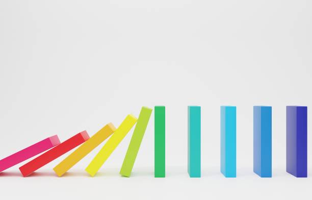 istock Cute and simple rainbow-colored domino 3D image 1386231095
