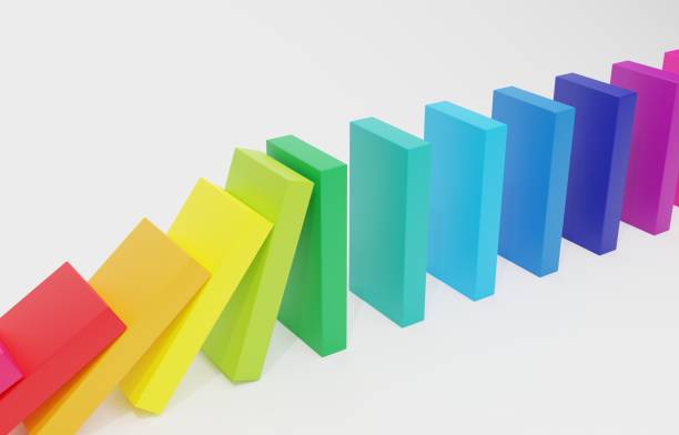 istock Cute and simple rainbow-colored domino 3D image 1386231113