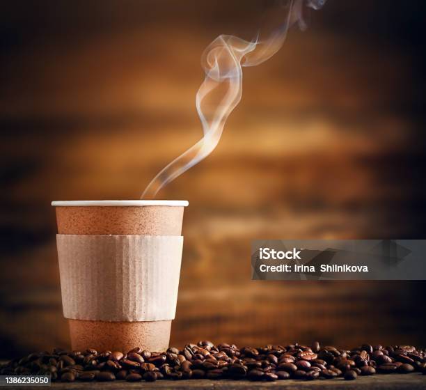 A Cup Of Hot Coffee For You Stock Photo - Download Image Now - Coffee - Drink, Disposable Cup, Raw Coffee Bean