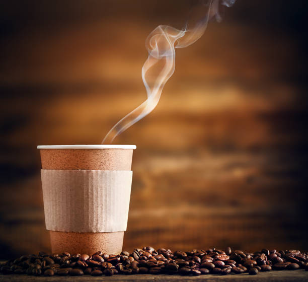 a cup of hot coffee for you - take out food coffee nobody disposable cup imagens e fotografias de stock