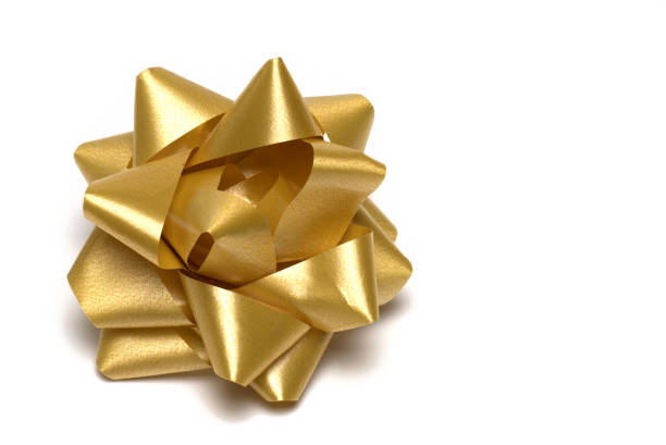Wrapping paper with yellow ribbons textured background horizontal shot