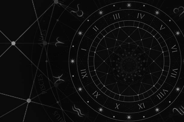 istock Astrological background with zodiac signs and symbol. 1386236380