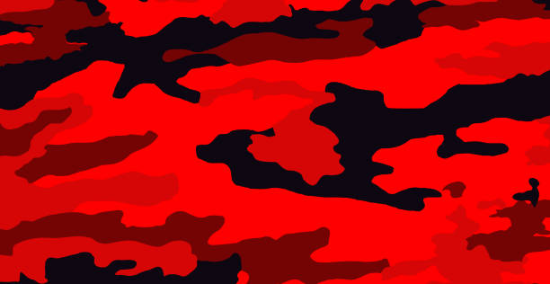 Panoramic background texture military khaki red black camouflage - Vector Panoramic background texture military khaki red black camouflage - Vector illustration red camouflage pattern stock illustrations