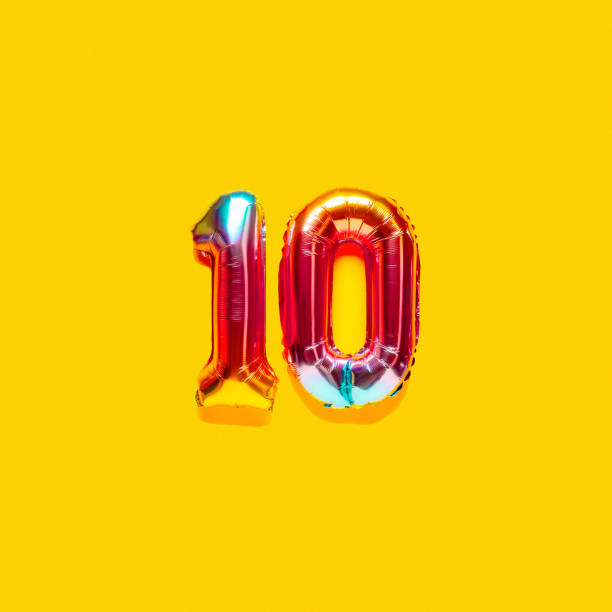 istock Rainbow foil balloon number. Top view. 1386240239