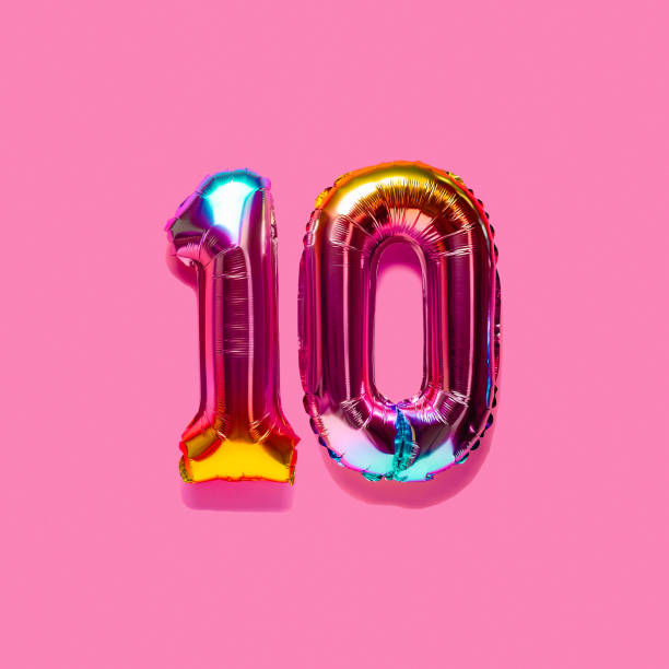 istock Rainbow foil balloon number. Top view. 1386241045