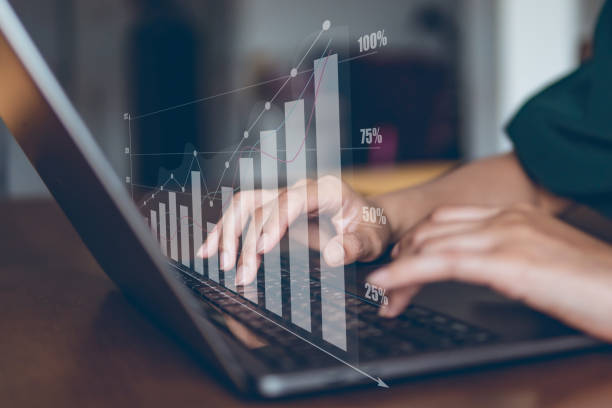 istock Concept of technology for business, business people using graph of business on visual screen 1386241241