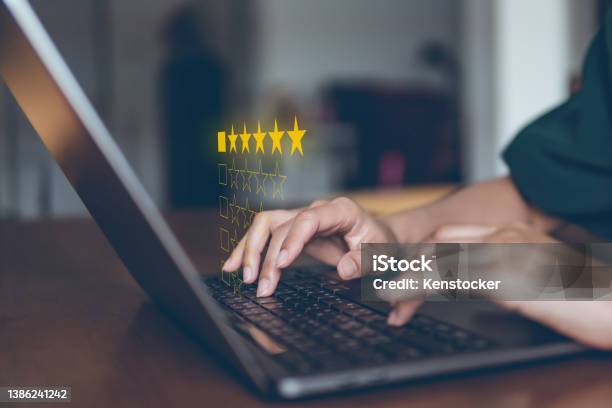 Customer Review Satisfaction Feedback Survey Concept Rating Service Experience On Online Application Stock Photo - Download Image Now