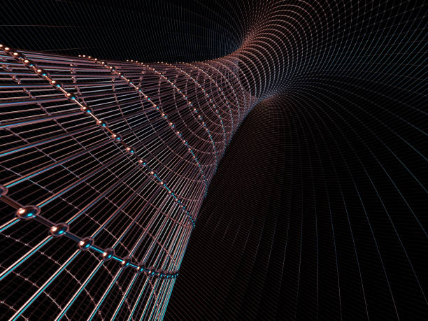istock Abstract shiny metal framed tunnel over black, 3d 1386255470