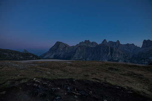 Dawn mountain View of the Italian Dolomites at sunrise