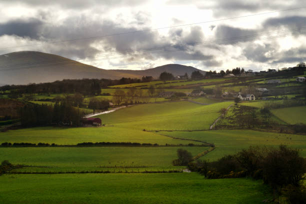 landscape of Sperrin mountains County Derry Northern Ireland  from near Claudy  with rain providing soft light