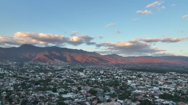 Aerial view of Oaxaca city at sunset