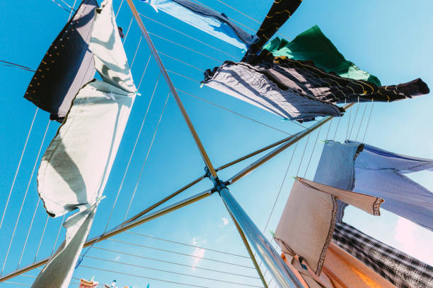 istock Clothes drying on washing line on sunny day 1386268585