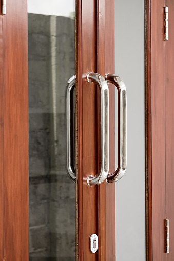 Stainless door knob with glass door