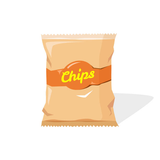 Potato Chips Icon Vector Design. Scalable to any size. Vector Illustration EPS 10 File. bag stock illustrations