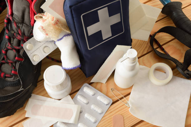 istock First aid equipment for leisure nature sports elevated view 1386276528