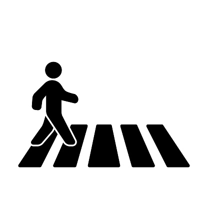 Pedestrian Cross, Zebra Cross Icon Logo Design Vector Template Illustration