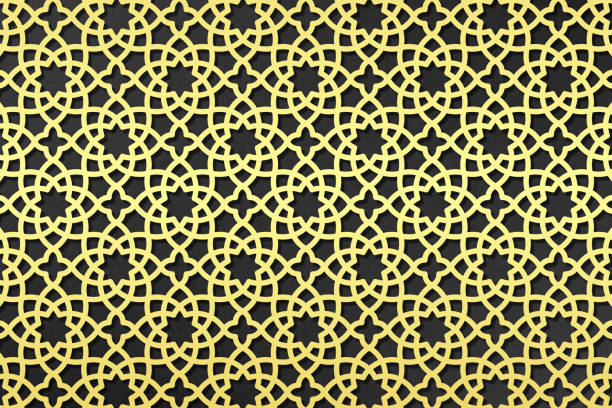Seamless pattern in islamic traditional style. Gold and black colors.