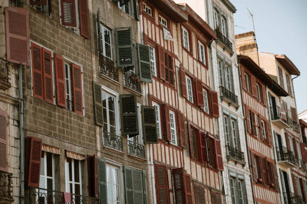 Building facades in Bayonne, France Building facades in the old town of Bayonne, France bayonne stock pictures, royalty-free photos & images