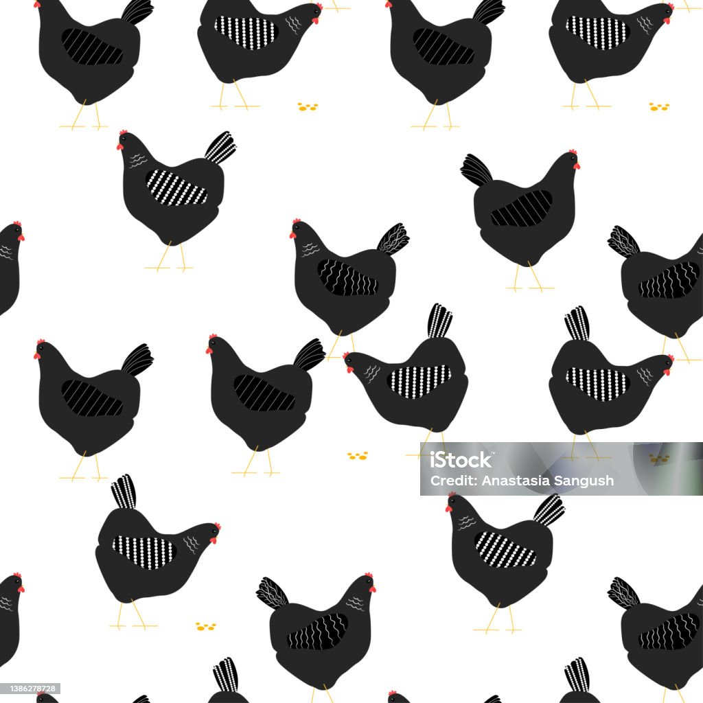 Chicken Pattern Design Vector Chicken Seamless Background Vector Illustration Bird Pattern Design ...