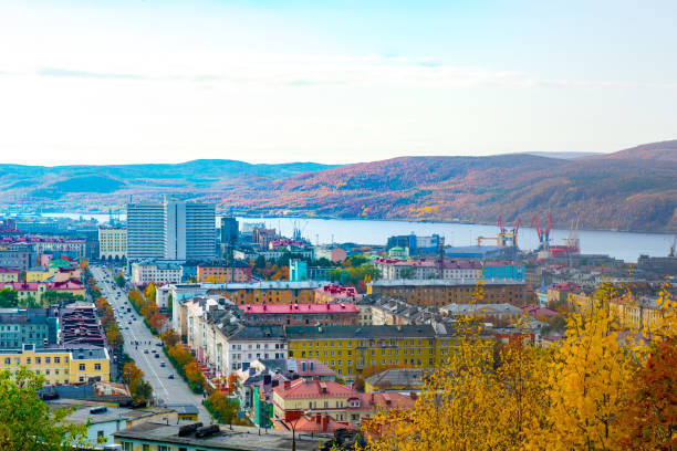 Murmansk city in autumn