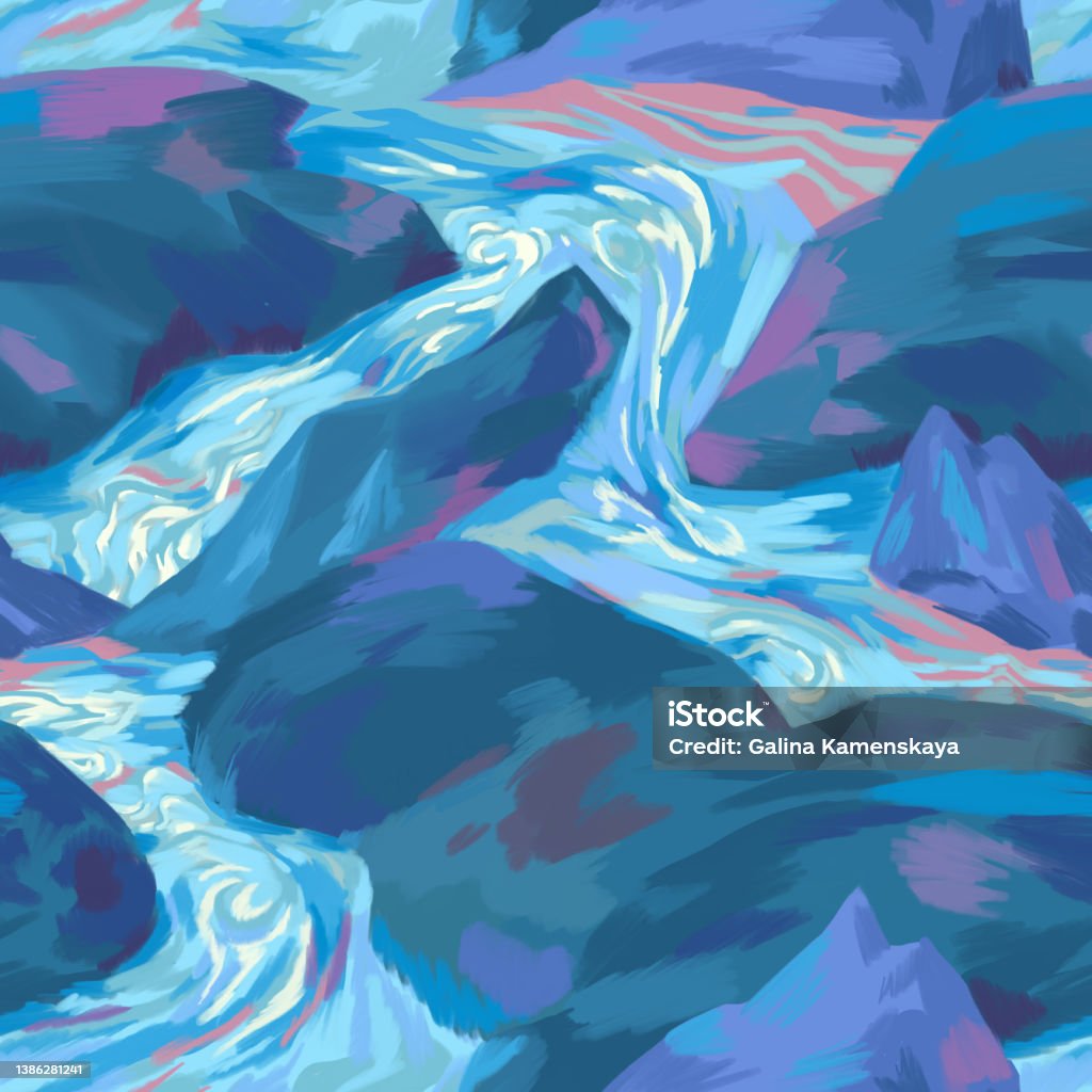 River Pattern Nice Seamless River Landscape Pattern For Print Water Stream With Rocks ...