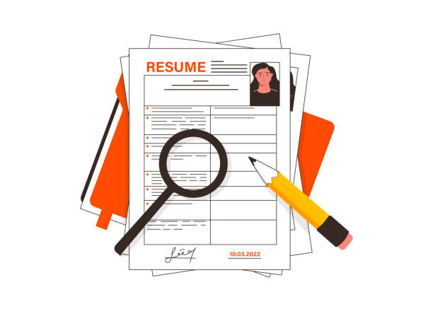 Resume. Human resource management and hiring concept. Job interview, recruitment agency. CV application. Selecting staff Resume. Human resource management and hiring concept. Job interview, recruitment agency. CV application. Selecting staff. Searching professional staff. Analyzing personnel resume. Resume form. resume stock illustrations