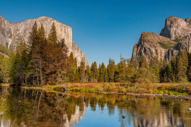 istock El Capitan and Cathedral Rocks, Merced River and fall colors 1386283734