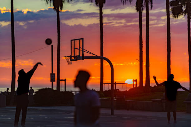 istock Basketball at sunset beach in Santa Monica 1386286033