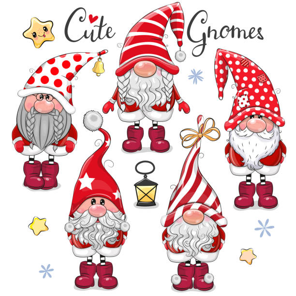 Set Of Cute Cartoon Gnomes Stock Illustration - Download Image Now -  Christmas, Gnome, Drawing - Art Product - iStock