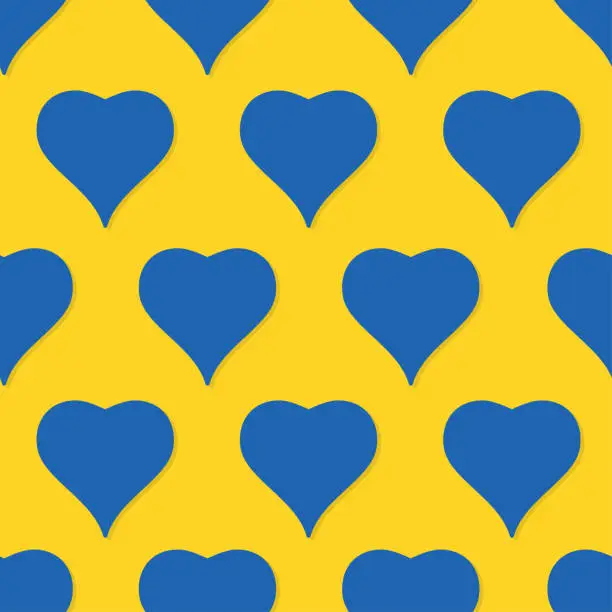 Vector illustration of Blue Hearts on Yellow Background