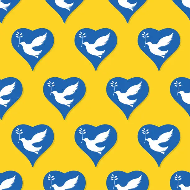 Vector illustration of Blue Hearts on Yellow Background