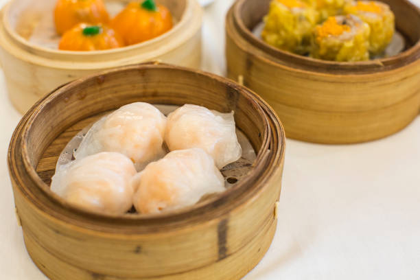 istock Shrimp dumpling with Shumai dimsum and Sticky Rice Pumpkin Cake 1386291635