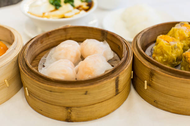 istock Shrimp dumpling with shumai dimsum and tofu pudding, Chinese cuisine. 1386292166