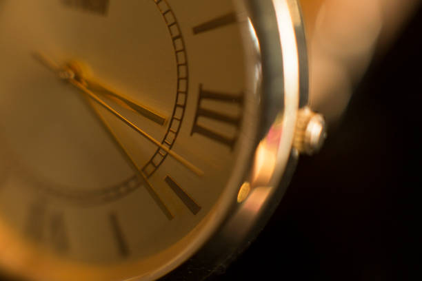 Closeup real time shot, golden watch