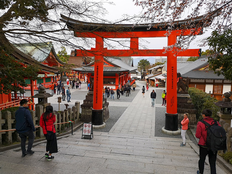 29 march 2019 - Kyoto, Japan: Fushimi Inari Taisha (Fushimi Inari Shrine) is a Shinto shrine dedicated to Inari, the god of rice, sake and prosperity.