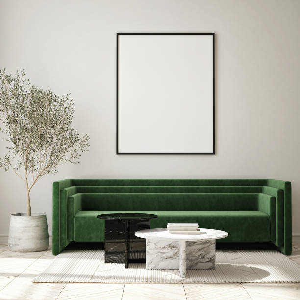 istock mock up poster frame in modern interior background, living room, Scandinavian style, 3D render, 3D illustration 1386295672