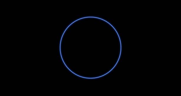 istock blue ring of lightning, energy neon on a black background. 3d image Abstract energy circle with lightning discharges. Gradually, a blue ring appeared and a constant glow in the circle 1386307637