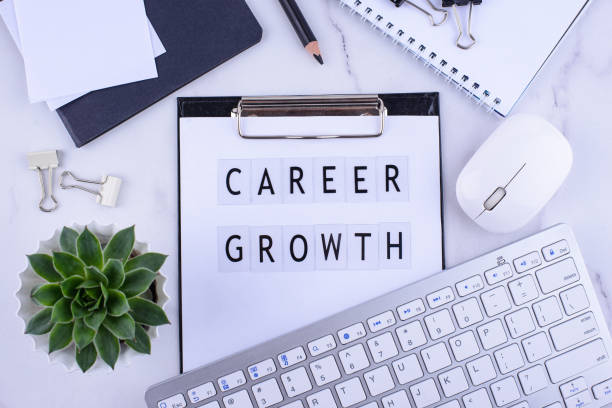 istock Career growth concept with office desk 1386316233