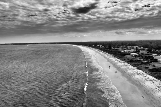 Borkum, Germany - 02/09/2018: Hotel buildings at the seaside promenade of east frisian Northsea island Borkum in Lower Saxony.