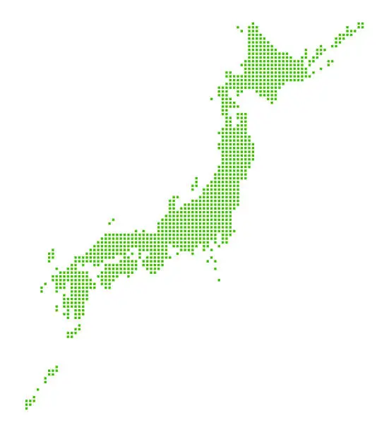 Vector illustration of Tile art of Japan map.