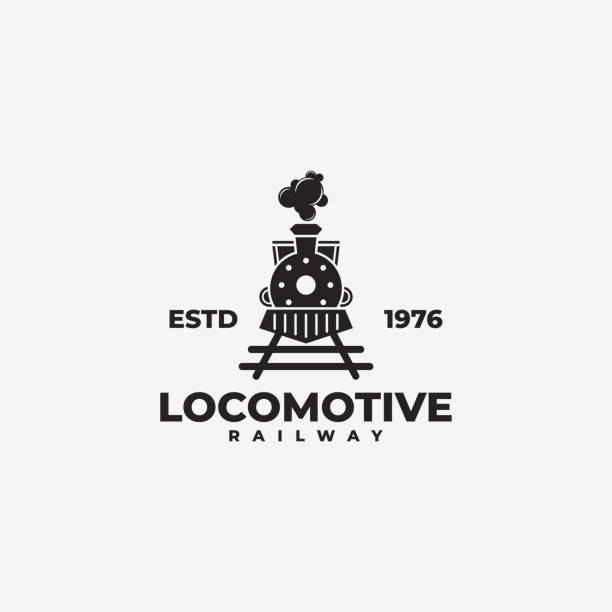 ilustrações, clipart, desenhos animados e ícones de ilustração vetorial do logotipo do trem locomotiva retrô vintage - locomotiva a vapor