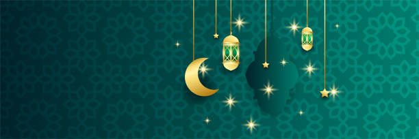 istock Ramadan Kareem Banner Background with moon, islamic pattern, lantern. Gold moon and abstract luxury islamic elements background 1386328279