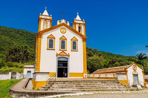 January 19, 2022. Florianopolis, Brazil. Church in Ribeirao da Ilha, Florianopolis, Santa Catarina, Brazil. One of the main tourists destination in south region.