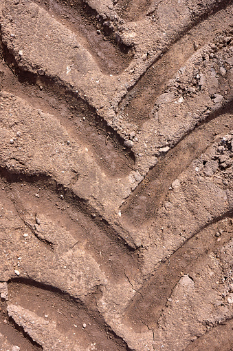 detail of a wheel track of a tractor or heavy machinery