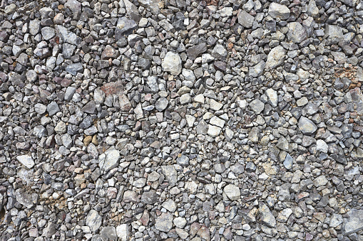 detail of a gravel floor prepared for asphalt paving on a road or highway
