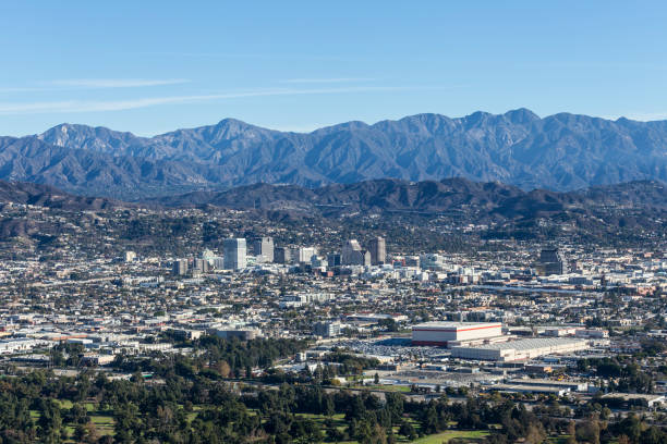Glendale California and the San Gabriel Mountains stock photo