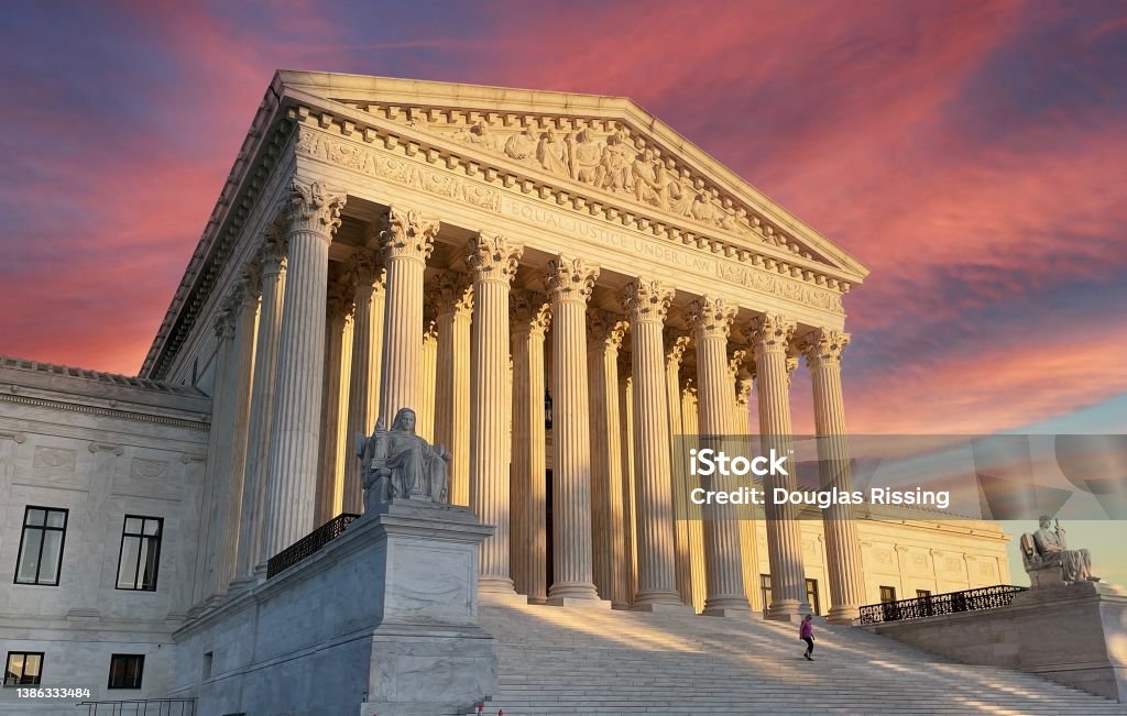 Supreme Court in Washington DC at Sunset Abortion Stock Photo