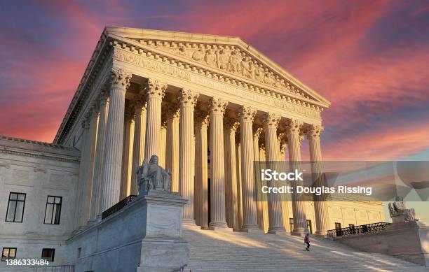 Supreme Court In Washington Dc At Sunset Stock Photo - Download Image Now - Abortion, USA, Pro-Choice