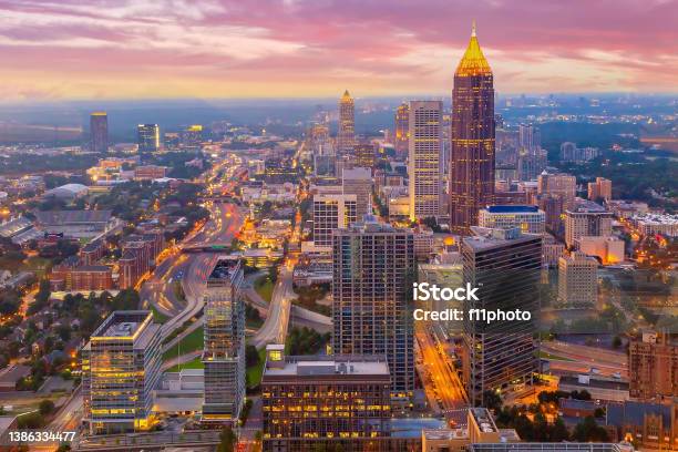 Downtown Atlanta Center Area Skyline Cityscape Of Usa Stock Photo - Download Image Now