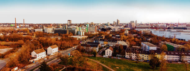 Essen city skyline at evening time, Essen, Germany